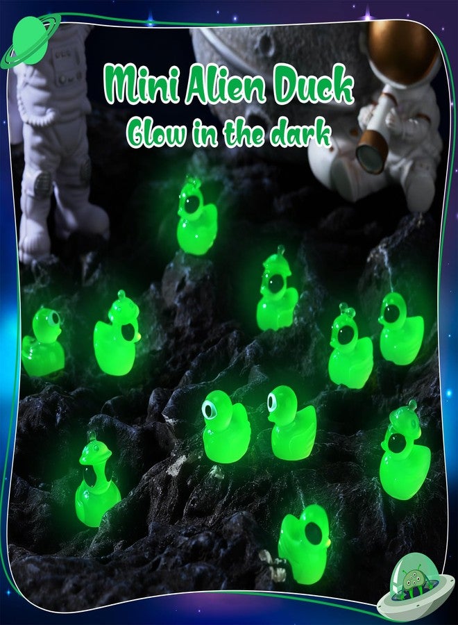 GGSTDDUP 60 Pcs Mini Alien Duck 4 Styles Green Resin Ducks Glow in The Dark Mini Alien Figures Miniature Figurines Tiny Aliens Ducks for Garden Landscape Space Party Favors Patio Yard Lawn Dashboard - Image 5